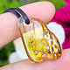 Pendant with amber on leather 2.1g