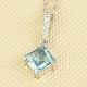 Topaz sky blue pendant rhombus 11mm with zircons Ag 925/1000+Rh