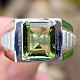Pánský prsten vltavín 19 x 12mm Ag 925/1000 + Rh 7,6g, vel.66