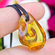 Pendant with amber on leather 1.9g