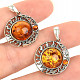 Amber honey sun and moon pendant Ag 925/1000