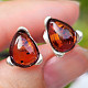 Earrings amber honey tear stud Ag 925/1000