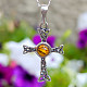 Amber honey pendant Celtic cross Ag 925/1000