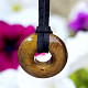 Tiger's eye mini donut on leather approx. 18mm