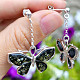 Earrings green amber butterfly Ag 925/1000 6.7g