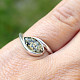 Amber green ring silver Ag 925/1000 size 52, 1.6g