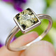 Ring amber green square silver Ag 925/1000 size 57 1.6g