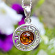 Amber honey pendant silver circle Ag 925/1000