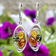 Silver earrings with three-color amber Ag 925/1000