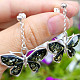 Earrings green amber butterfly Ag 925/1000 6.7g