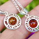 Amber honey pendant silver circle Ag 925/1000