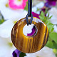 Tiger's eye round pendant on leather 40mm
