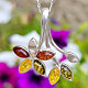 Original pendant amber flowers Ag 925/1000