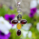 Amber pendant silver cross mix Ag 925/1000