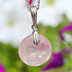 Rose quartz facet round pendant Ag 925/1000 + Rh