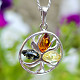 Amber mix of colors pendant tree in a circle Ag 925/1000