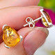 Yellow amber teardrop earrings Ag 925/1000 stud