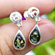 Green amber teardrop earrings Ag 925/1000