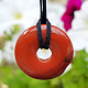 Jasper red donut on leather approx. 30mm