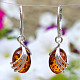 Amber earrings oval Ag 925/1000