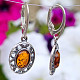 Amber earrings oval decorated Ag 925/1000