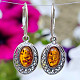 Women's earrings with ambers decorated with Ag 925/1000