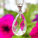 Crystal facet teardrop pendant 13 x 20mm Ag 925/1000 + Rh