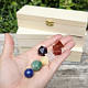 Platonic solids chakra set in a wooden box