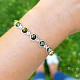 Green amber beads bracelet Ag 925/1000 19.5cm 9.3g