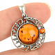 Amber honey sun and moon pendant Ag 925/1000