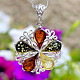 Amber pendant decorated with a colored flower Ag 925/1000