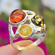 Amber ring balls mix silver Ag 925/1000