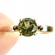 Gold ring with vltavine and garnets 7 x 7mm Au 585/1000 14K size 56, 3.16g