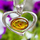 Heart pendant with honey amber Ag 925/1000