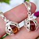 Amber ladybug pendant silver Ag 925/1000