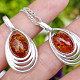 Amber oval pendant spiral Ag 925/1000