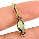 Vltavain and garnets pendant standard cut gold 14K Au 585/1000 2.03g