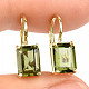 Vltavín earrings gold rectangle 8x6mm standard cut Au 585/1000 14K 2.70g