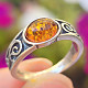 Honey amber ring Ag 925/1000 sterling silver