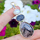 Moonstone + tourmaline scoryl + tourmaline in crystal pendant Ag 925/1000 (16.0g)