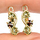 Vltavín and garnet earrings gold Au 585/1000 14K 2.96g