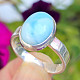 Ring silver oval larimar Ag 925/1000 6.1g size 66