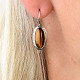 Tiger eye earrings with oval flange longer Ag