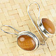 Tiger eye earrings with oval flange Ag