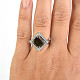 Moldavite ring with cubic zirconia 8x8mm Ag 925/1000 size 58, 5