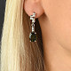 Moldavite long earrings oval 9x11mm Ag Rh zircons