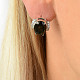 Moldavites oval cut cubic zirconia earrings 14x10mm Ag + Rh