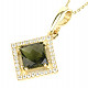 Golden moldavite pendant with zircons square cut 3.54 g (Au 585/1000)