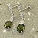 Silver earrings with cubic zirconia Moldavite oval cut 9x7mm Ag 925/1000