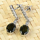 Silver earrings with cubic zirconia Moldavite oval cut 9x7mm Ag 925/1000